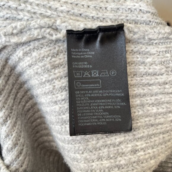 H&M Heather Grey Ribbed Mock-Neck Knit Sweater – XS, Wool, Fall, Winter - Picture 11 of 12